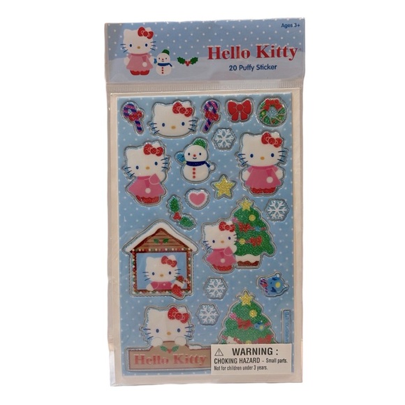 New in Packaging Hello Kitty 20 Puffy Stickers Glitter Holiday Christmas Edition - Picture 1 of 4